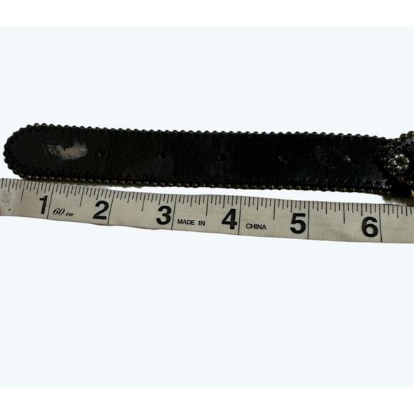 Disc Chain Womens Belt Stretchy Goldtone Metal Oval with Raised Dots Waist 28" - Picture 7 of 7